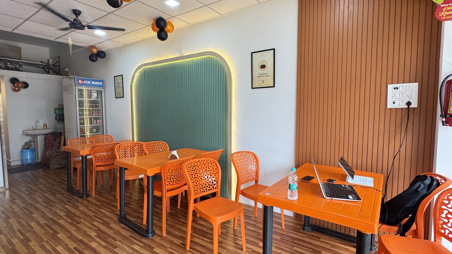 Interior seating with poster wall