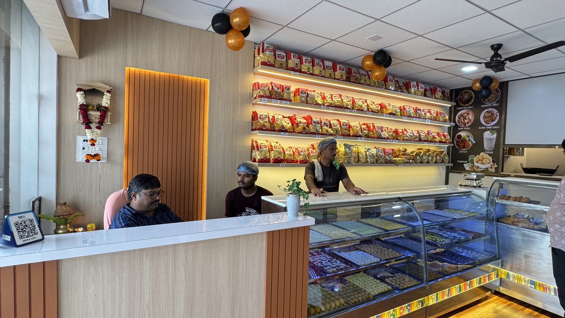 Mithai counter with fresh sweets